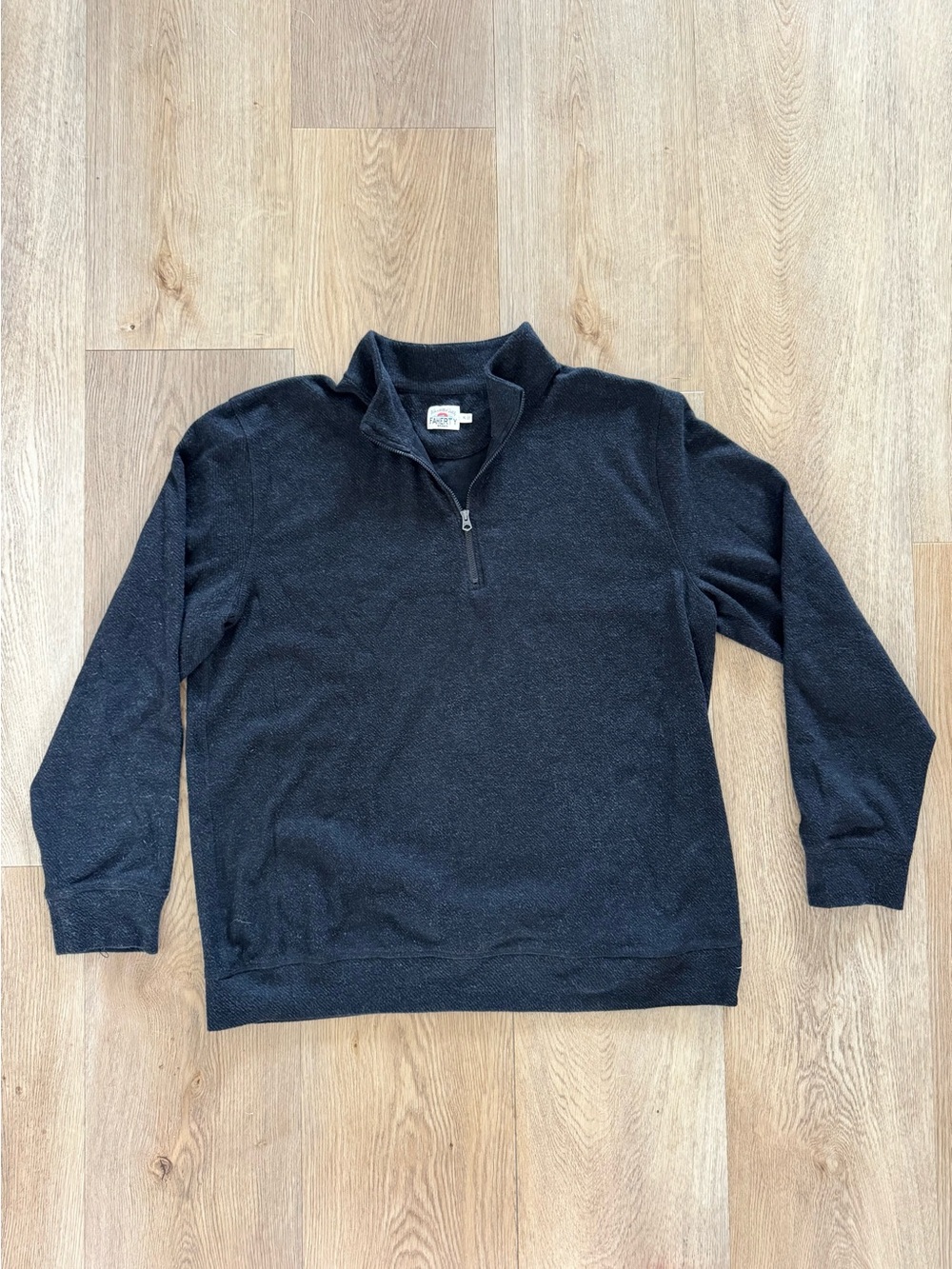 Faherty Legend Sweater 1/4 Zip Pullover Black XL Layering Organic Cottonblend